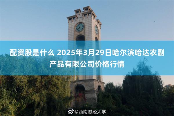配资股是什么 2025年3月29日哈尔滨哈达农副产品有限公司价格行情
