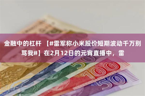 金融中的杠杆 【#雷军称小米股价短期波动千万别骂我#】在2月12日的元宵直播中，雷