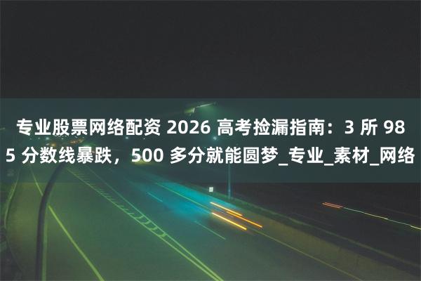 专业股票网络配资 2026 高考捡漏指南：3 所 985 分数线暴跌，500 多分就能圆梦_专业_素材_网络